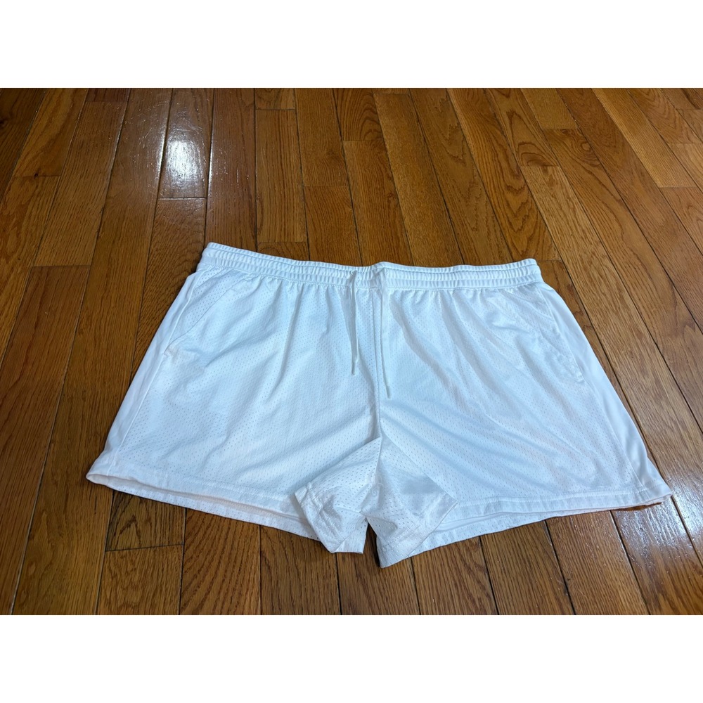 Athletic Works Womens White Mesh Gym Shorts Plus Size XXXL 22 Elastic Waist